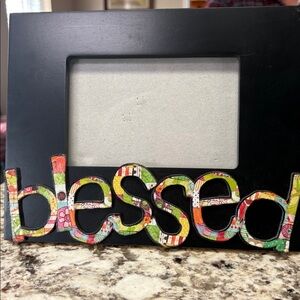 Black and Multicolor 'Blessed' Photo Frame